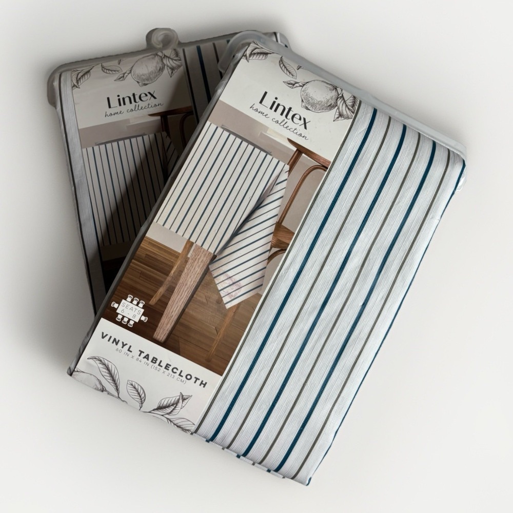 Lintex Vinyl Tablecloth Home Collection Rectangle French‎ Stripe Lot Of 2 New - Picture 2 of 16